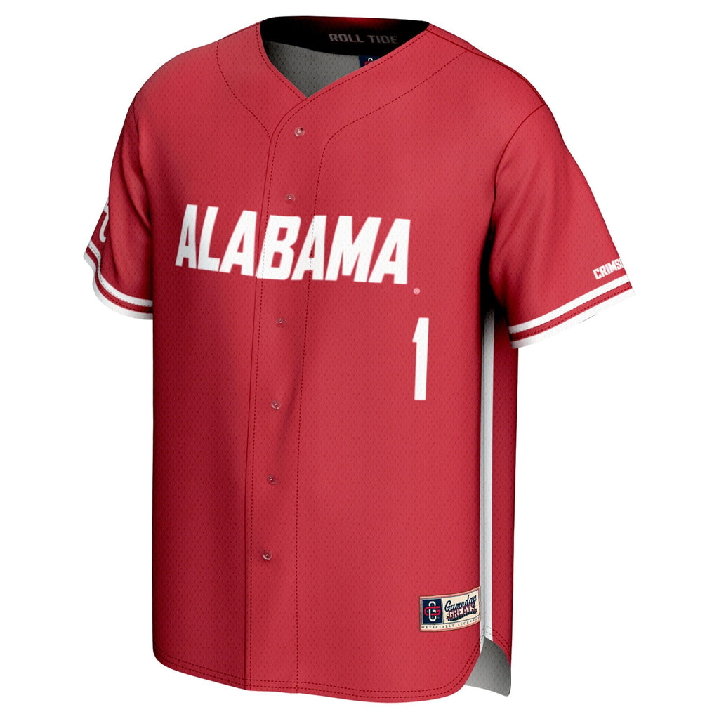 #1 Alabama Crimson Tide Lightweight Baseball Fashion Jersey - Crimson