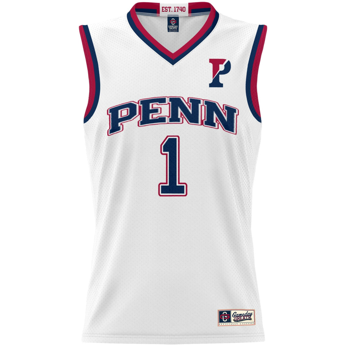 #1 Pennsylvania Quakers Lightweight Basketball Jersey - White