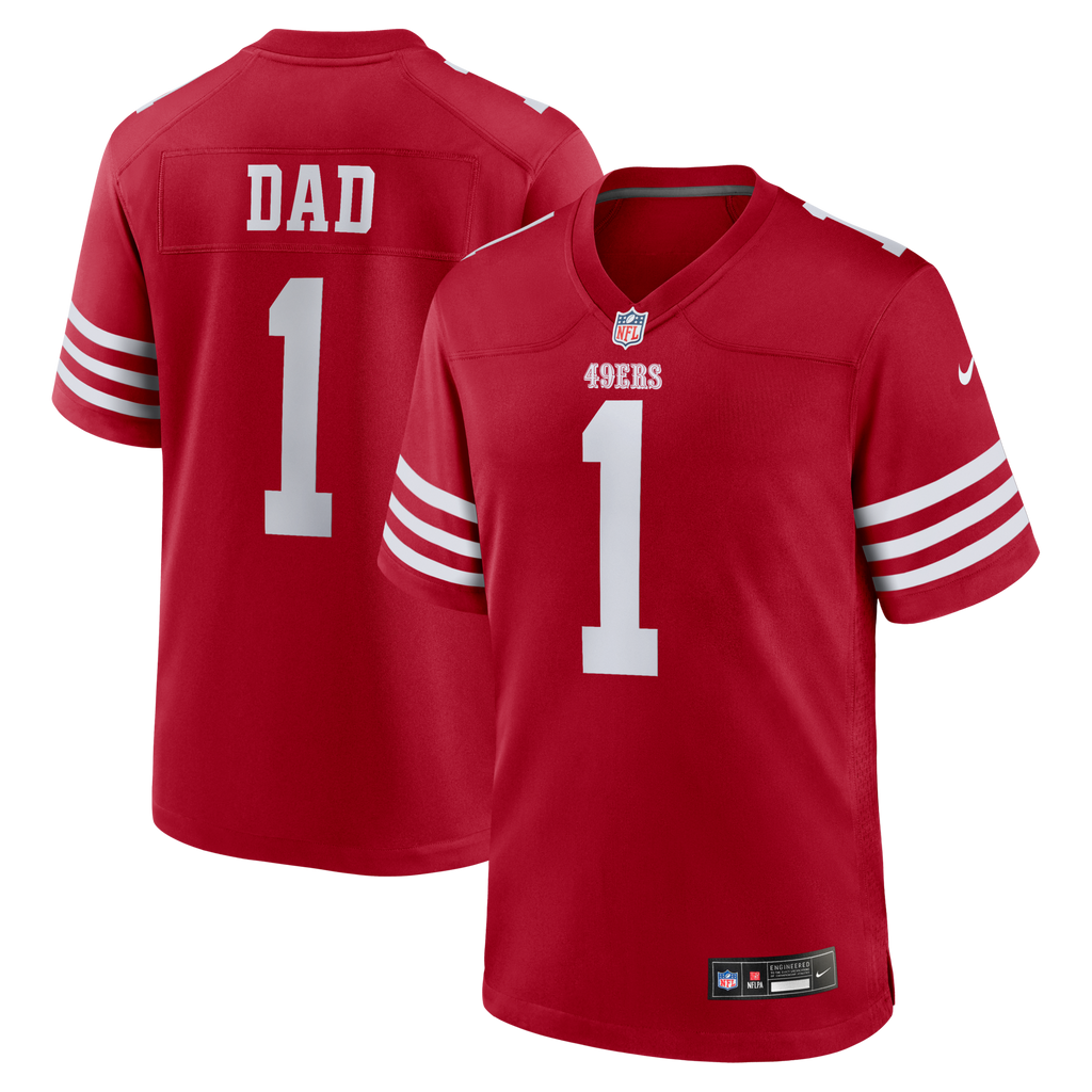 San Francisco 49ers Number 1 Dad Scarlet Game Jersey