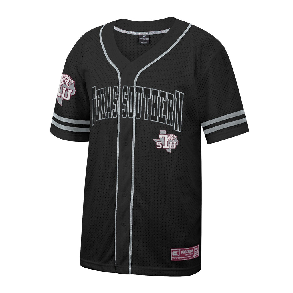 Texas Southern Tigers Free Spirited Mesh Button-Up Baseball Jersey - Black