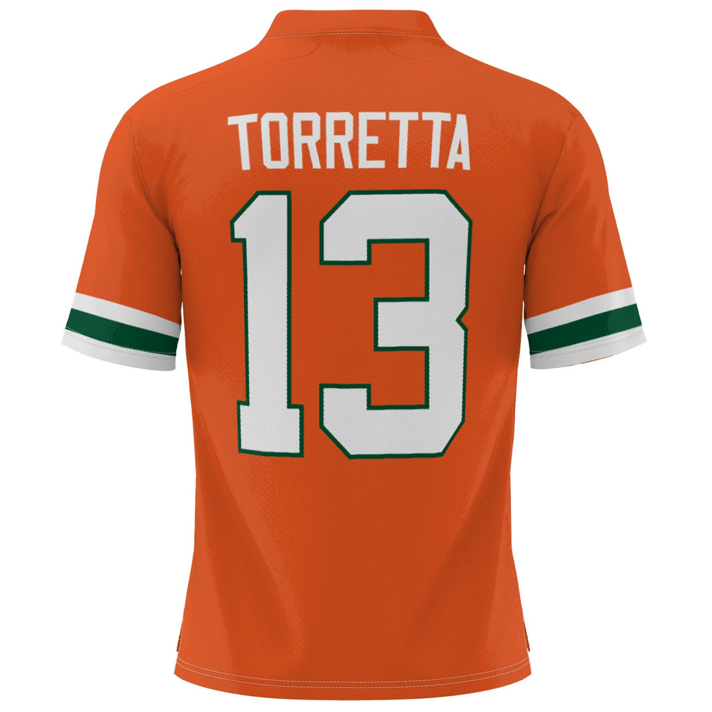 Gino Torretta Miami Hurricanes Heisman Football Jersey - Orange