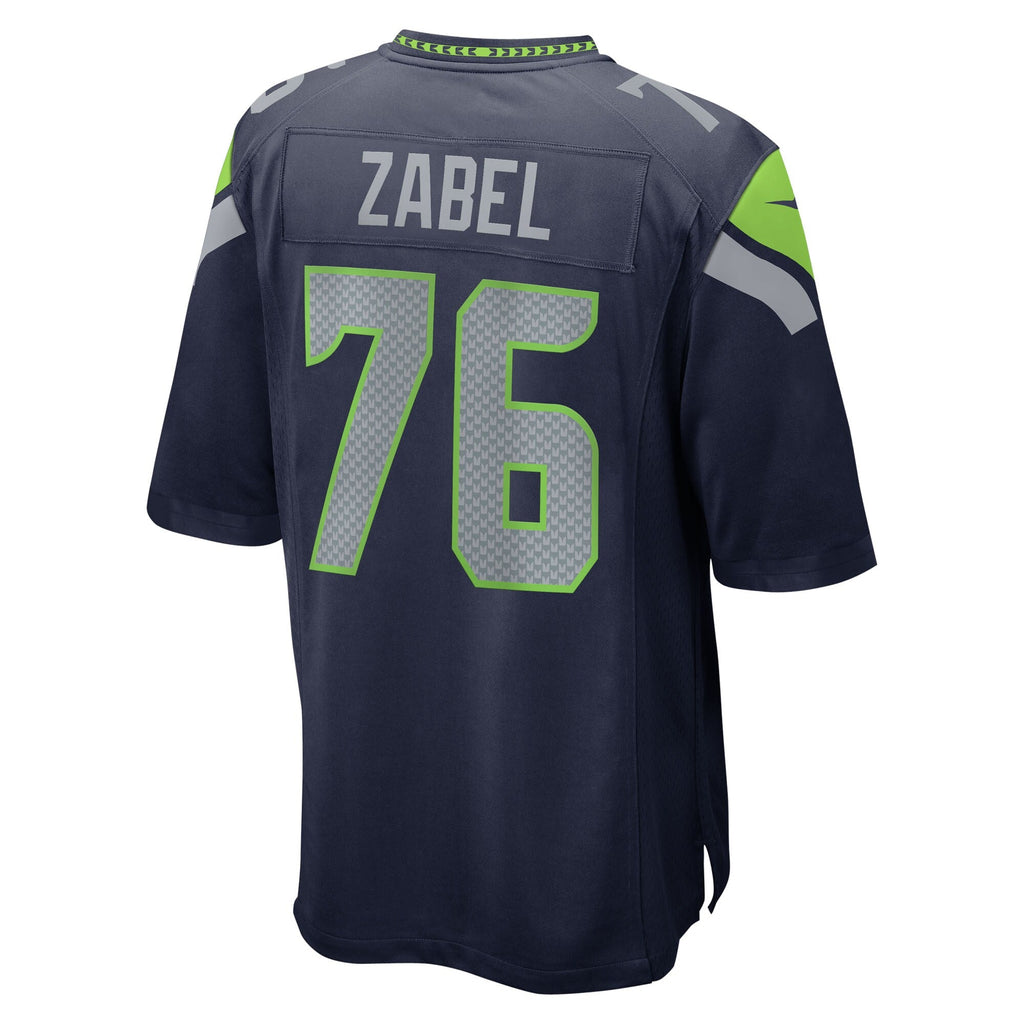 Seattle Seahawks Grey Zabel Navy Team Game Jersey
