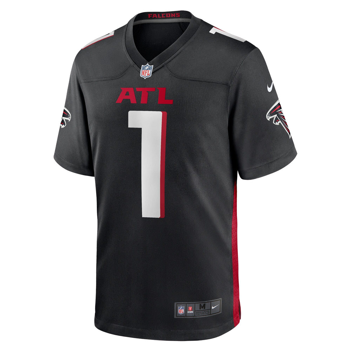 Atlanta Falcons Number 1 Dad Black Game Jersey