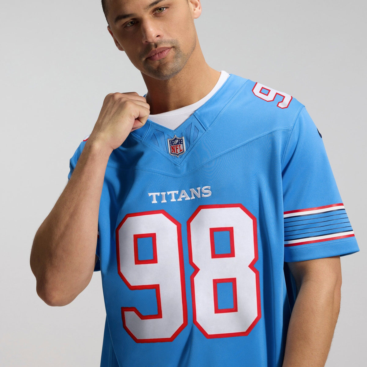 Tennessee Titans Jeffery Simmons Light Blue Team Vapor F.U.S.E. Stitched Limited Jersey