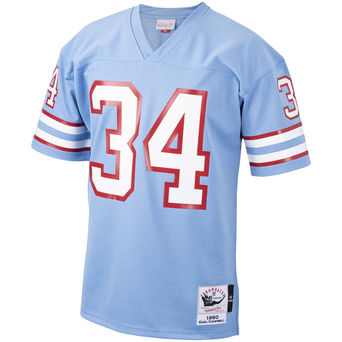 Houston Oilers 1980 Earl Campbell Light Blue Authentic Throwback Retired Player Jersey