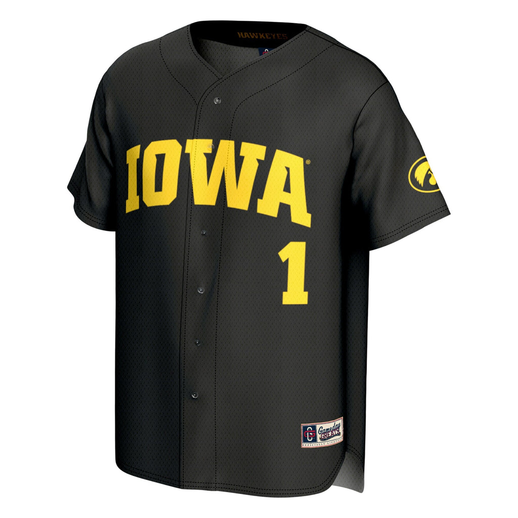 Iowa Hawkeyes Lightweight Collegiate Baseball Fashion Jersey - Black