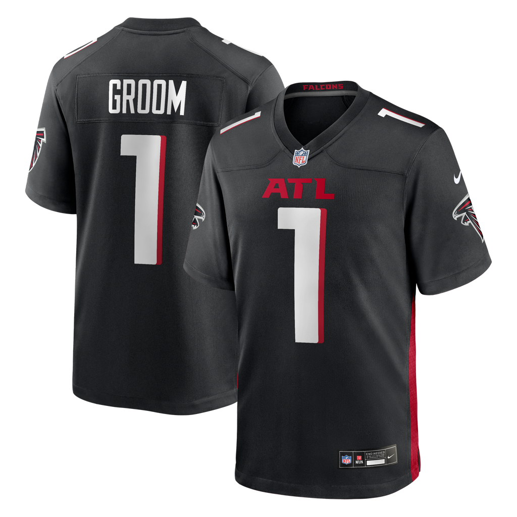 Atlanta Falcons Number 1 Groom Black Game Jersey