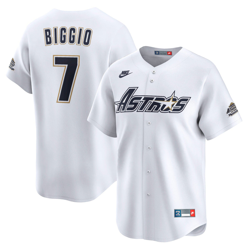 Houston Astros Craig Biggio White Throwback Cooperstown Collection Limited Jersey