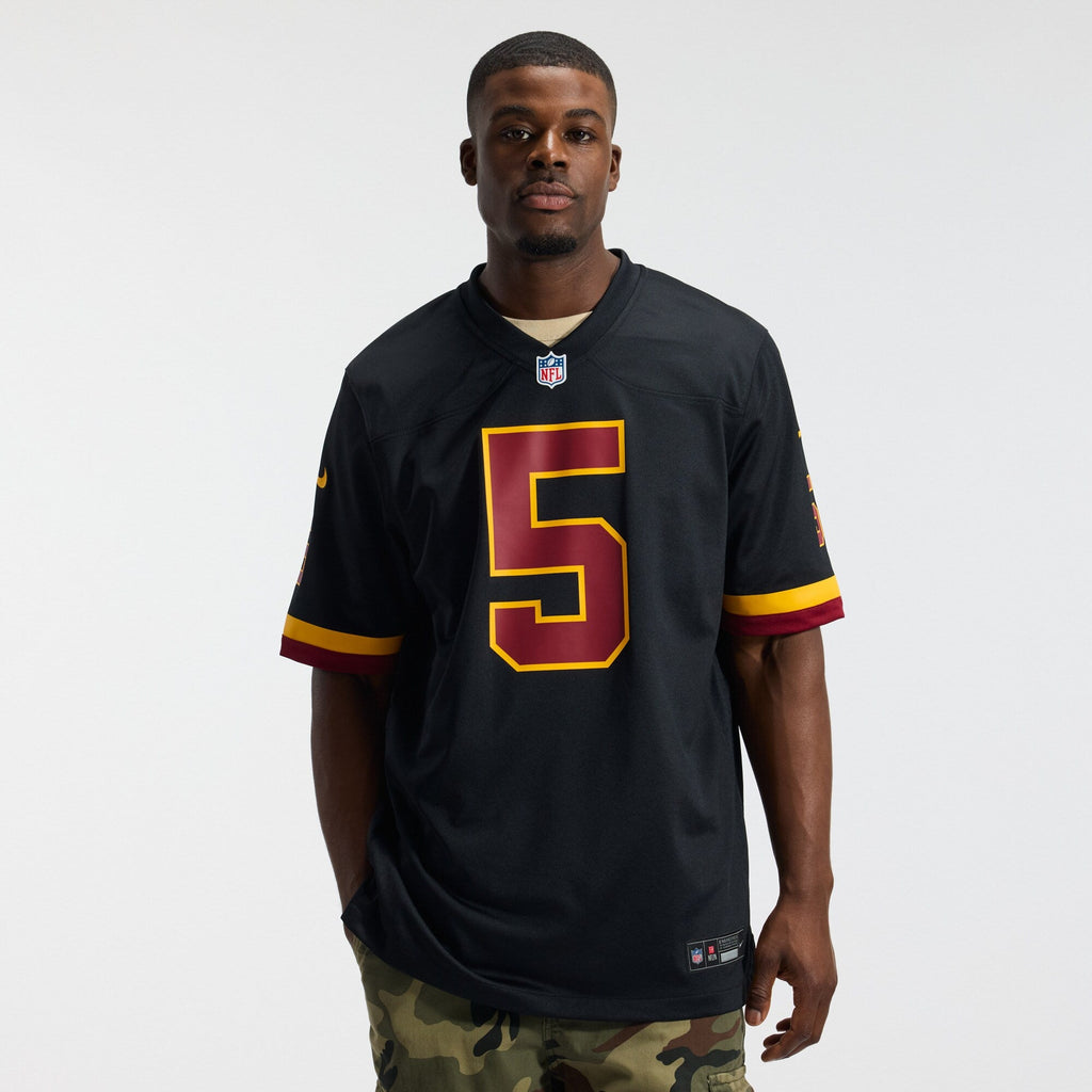 Hail Raiser Washington Commanders Jayden Daniels Black Alternate Game Jersey