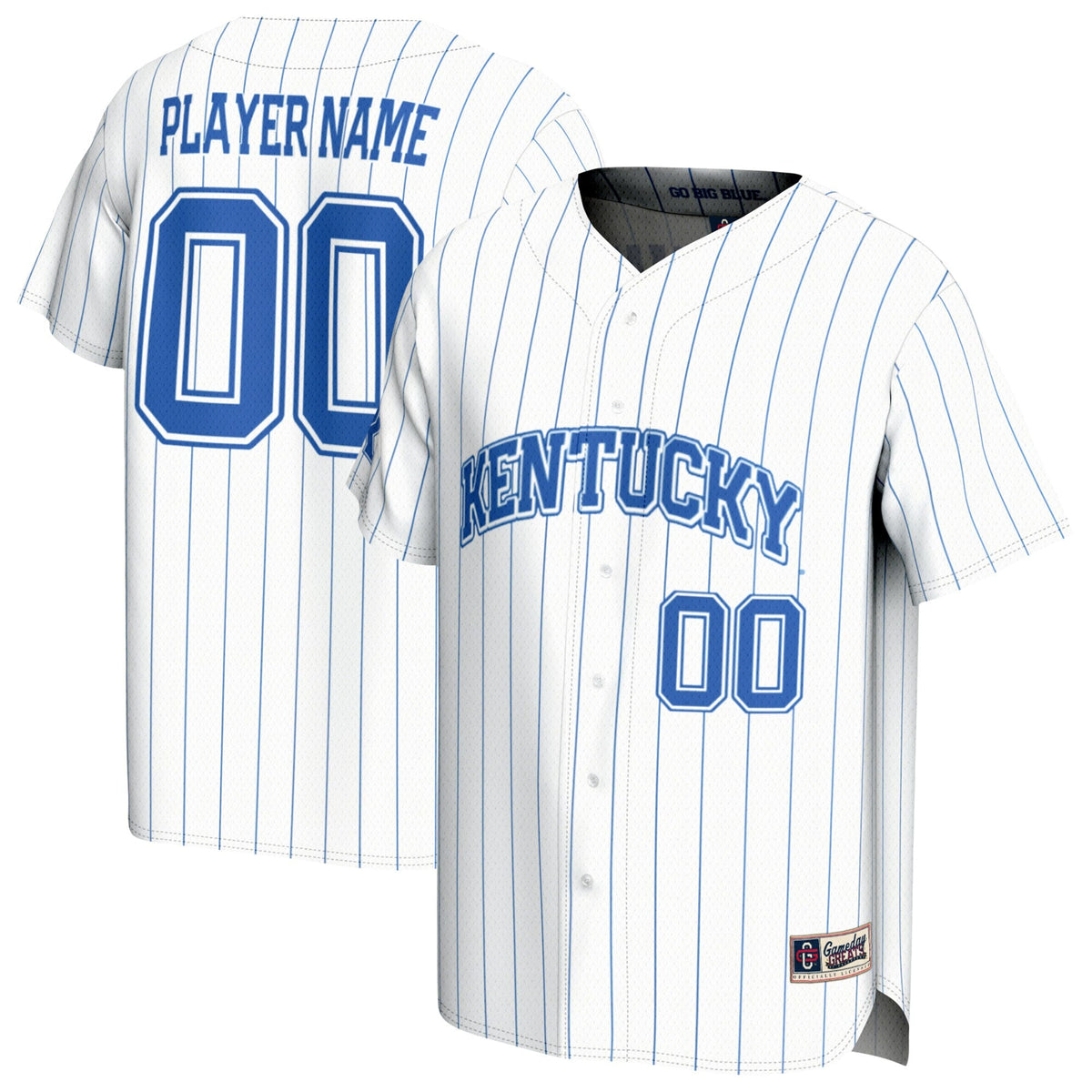 Kentucky Wildcats Lightweight Collegiate Baseball Pinstripe NIL Pick-A-Player Fashion Jersey - White