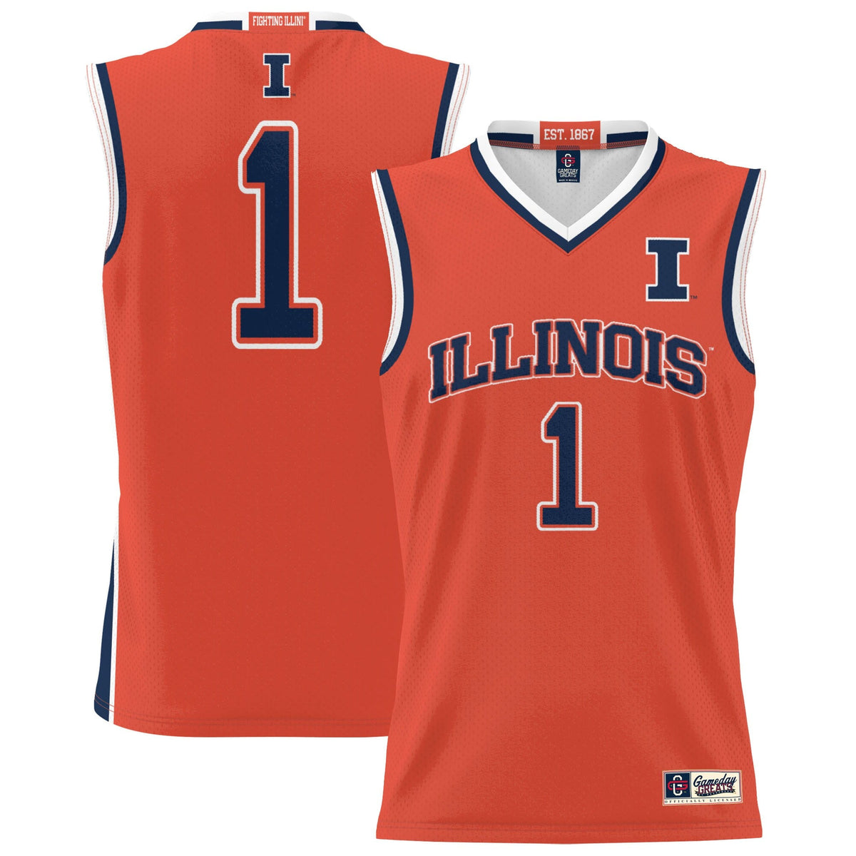 #1 Illinois Fighting Illini Lightweight Basketball Jersey - Orange