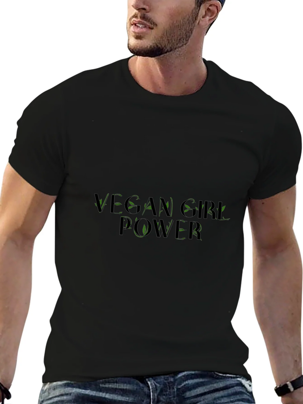 Vegan Girl Power Tee - Black Cotton Graphic T-Shirt