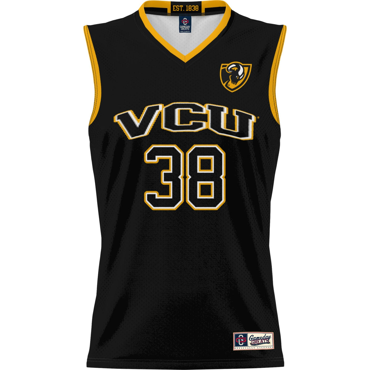 #38 VCU Rams Lightweight Basketball Jersey - Black