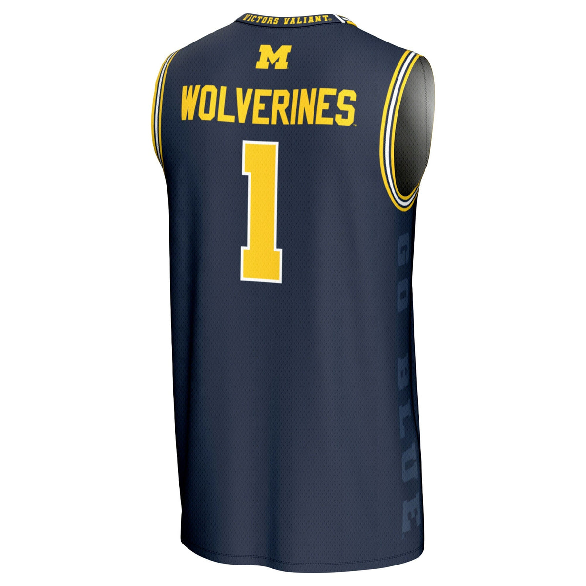 #1 Michigan Wolverines Icon Print Lightweight Basketball Fashion Jersey - Navy