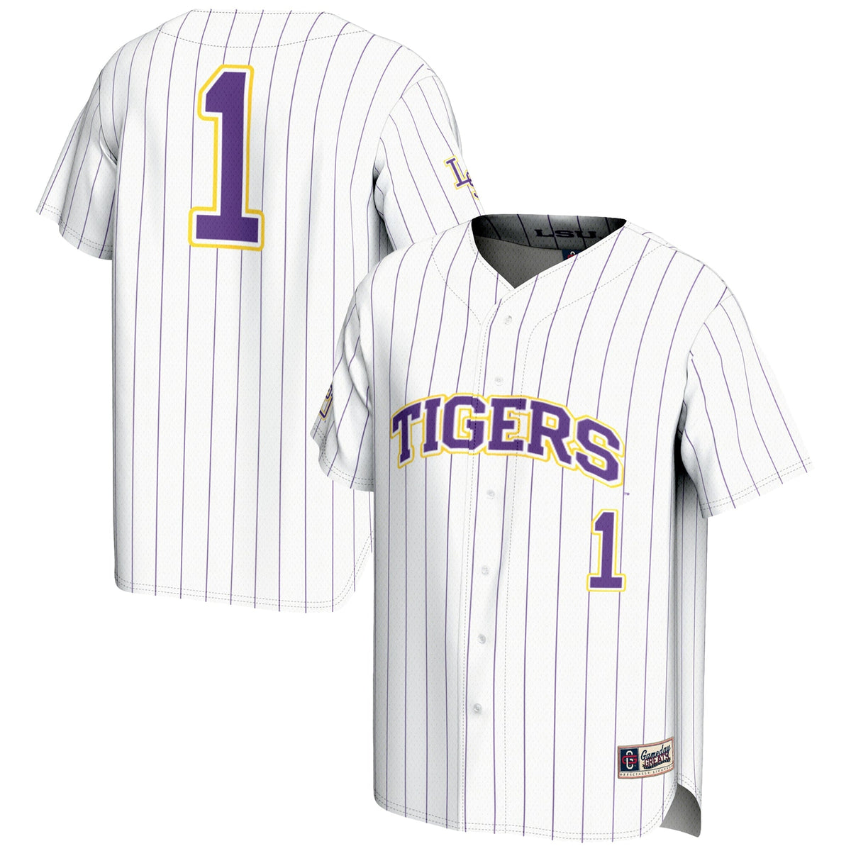 #1 LSU Tigers Lightweight Baseball Jersey - White