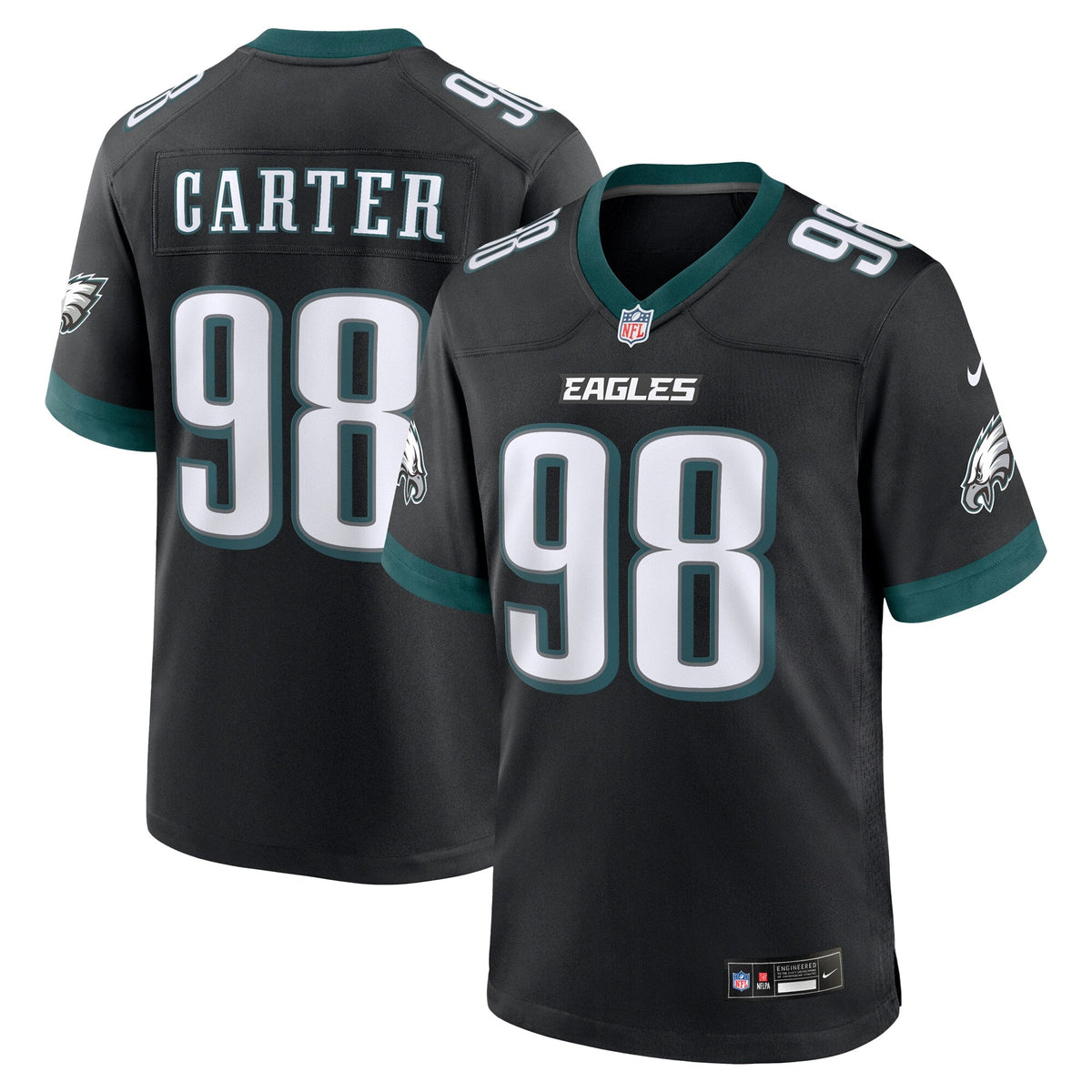 Philadelphia Eagles Jalen Carter Black Alternate Game Player Jersey