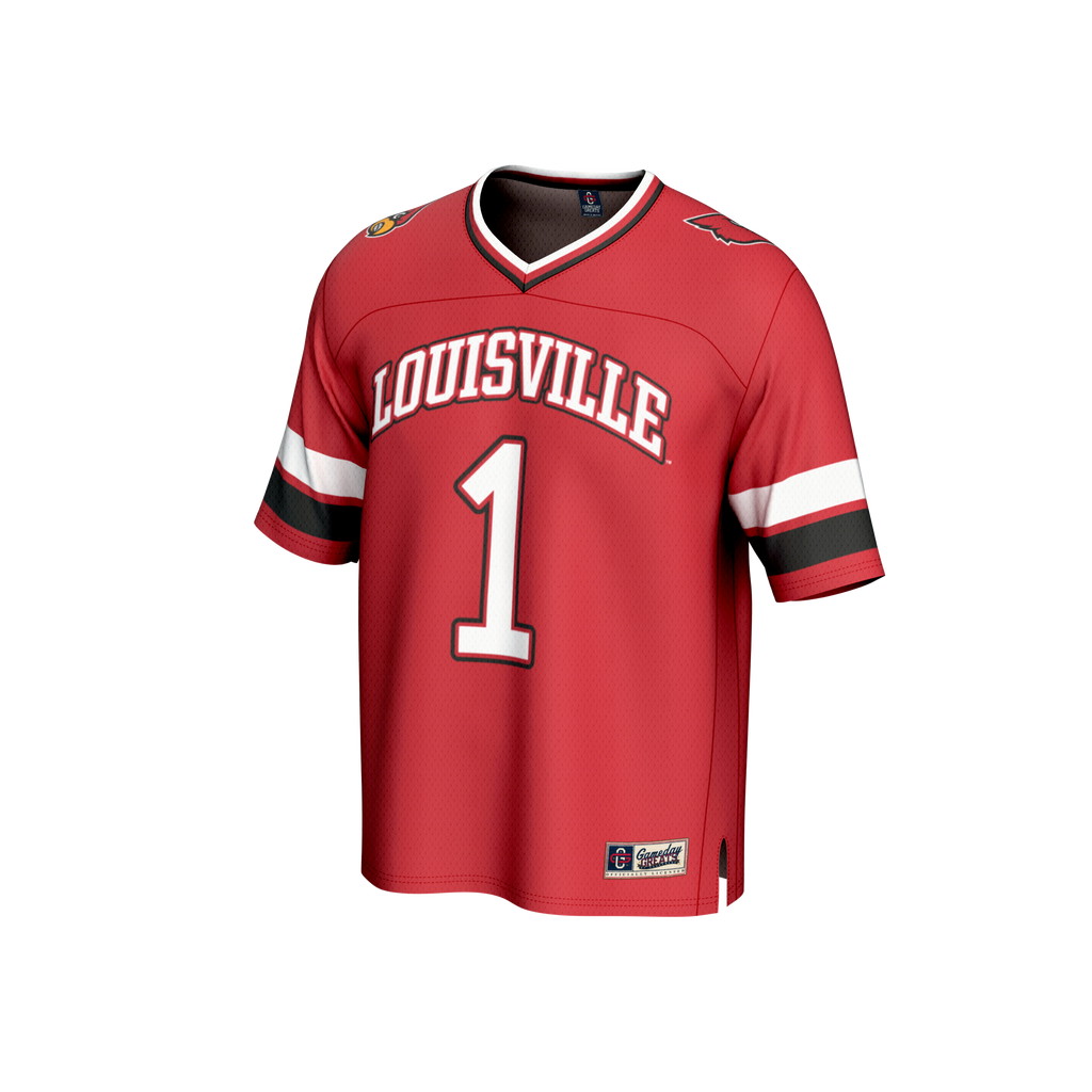 #1 Louisville Cardinals Lightweight Collegiate Football Fashion Jersey - Red