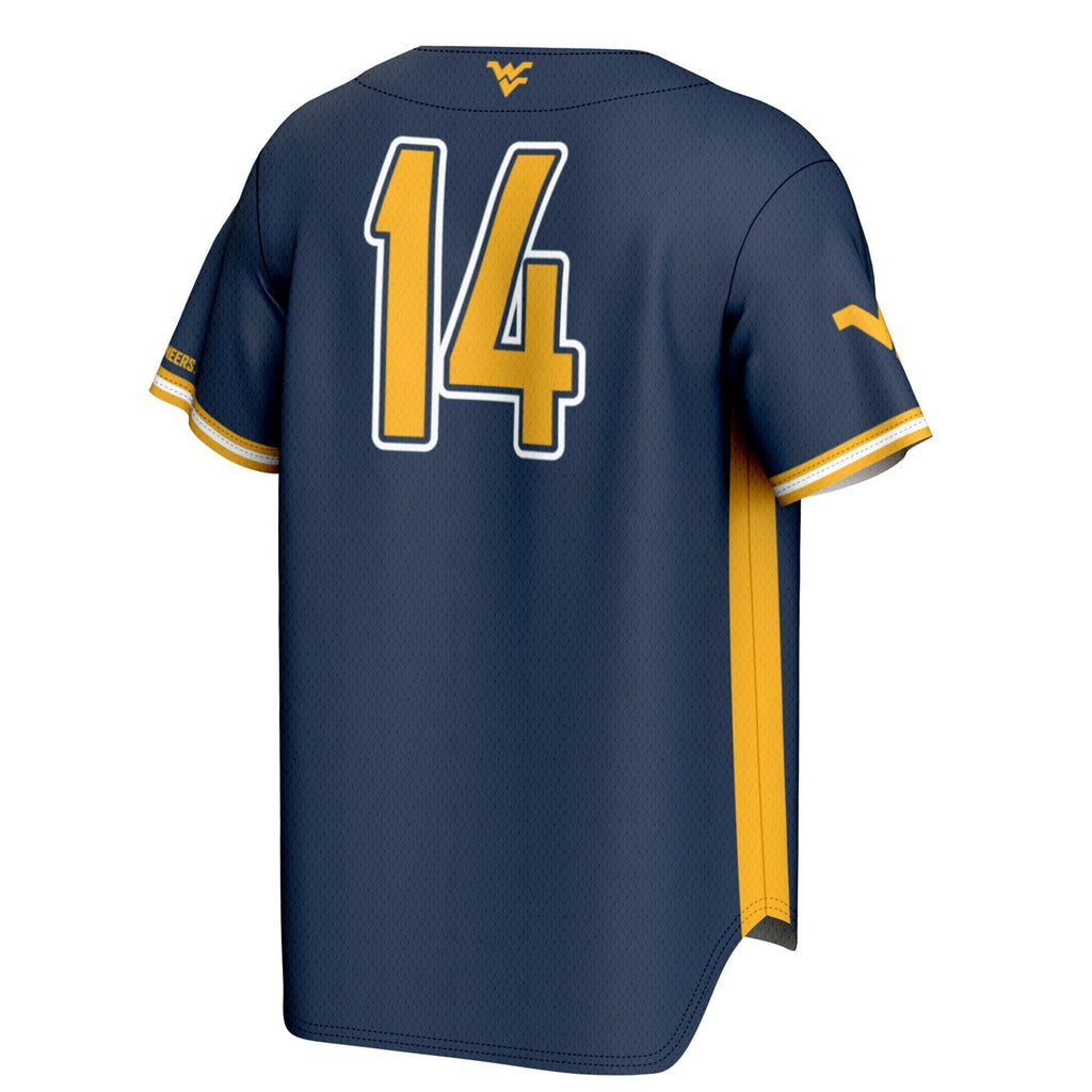 #14 West Virginia Mountaineers Lightweight Baseball Fashion Jersey - Navy