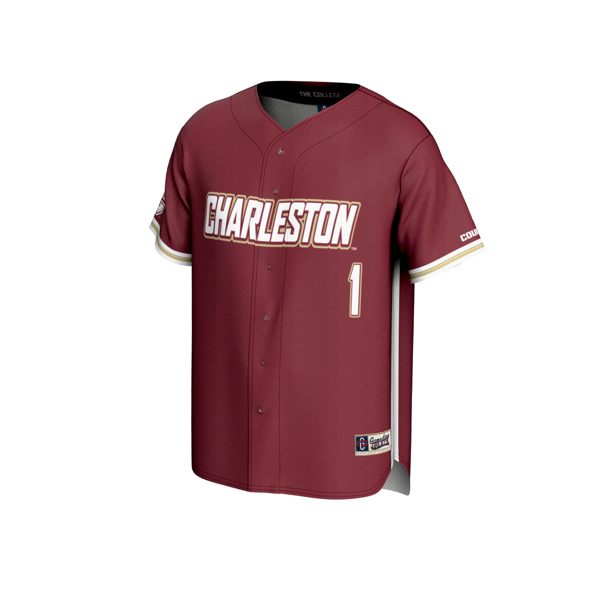 #1 Charleston Cougars Lightweight Baseball Fashion Jersey - Maroon