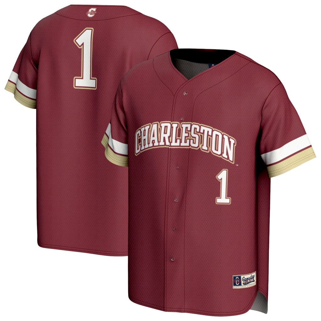 #1 Charleston Cougars Lightweight Collegiate Baseball Fashion Jersey - Maroon