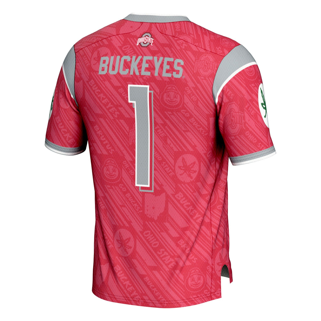 #1 Ohio State Buckeyes Highlight Print Football Fashion Jersey - Scarlet