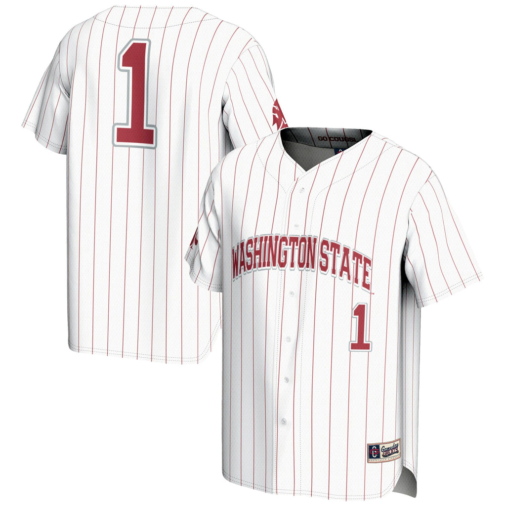 #1 Washington State Cougars Lightweight Baseball Jersey - White
