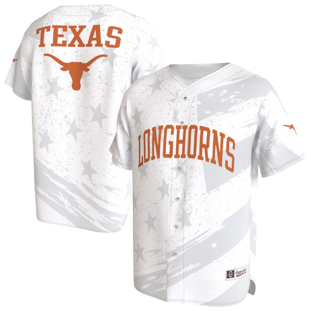 Texas Longhorns Lightweight Collegiate Baseball Americana Fashion Jersey - White