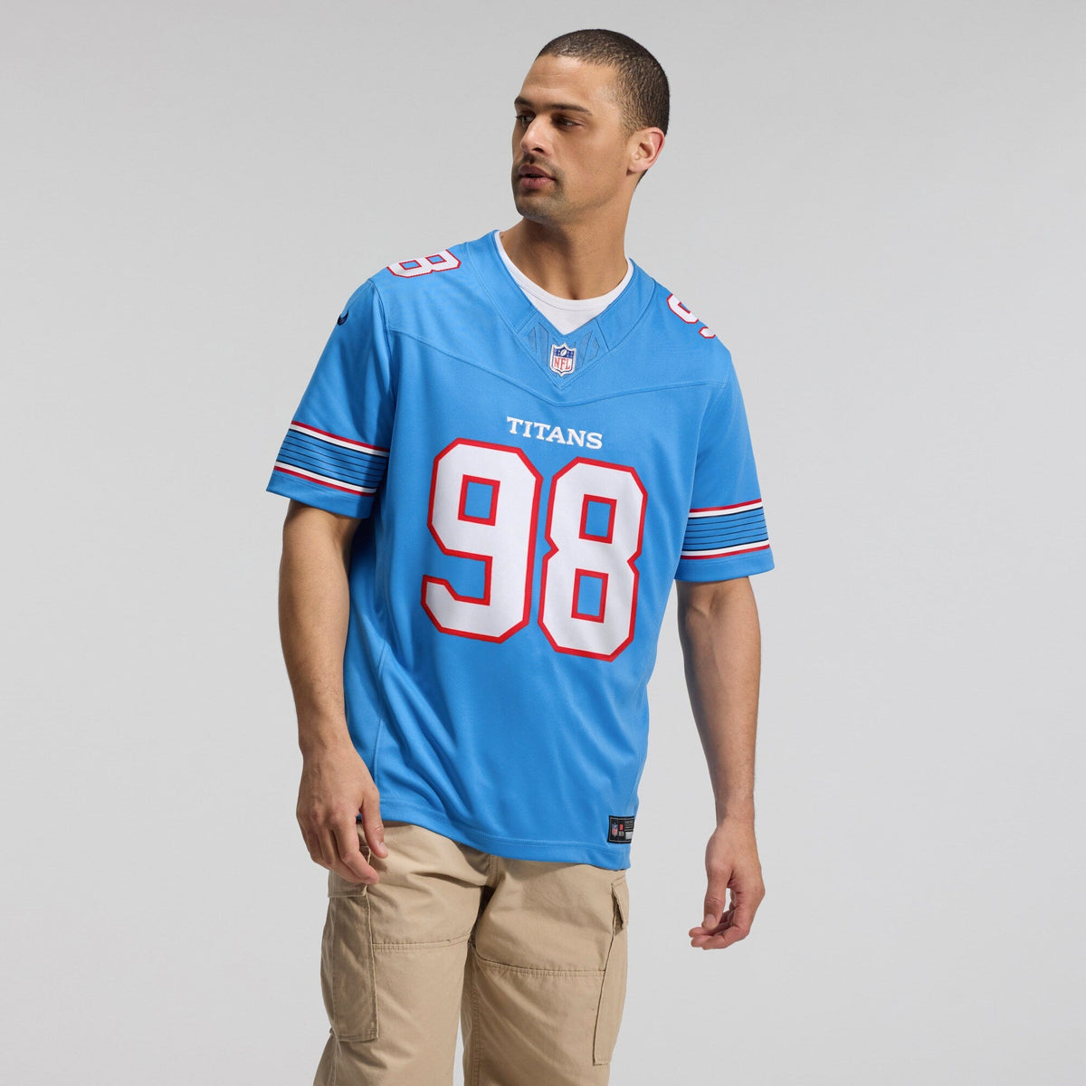 Tennessee Titans Jeffery Simmons Light Blue Team Vapor F.U.S.E. Stitched Limited Jersey