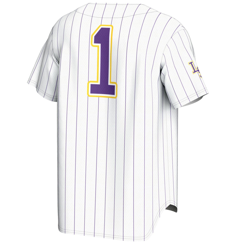 #1 LSU Tigers Lightweight Baseball Jersey - White