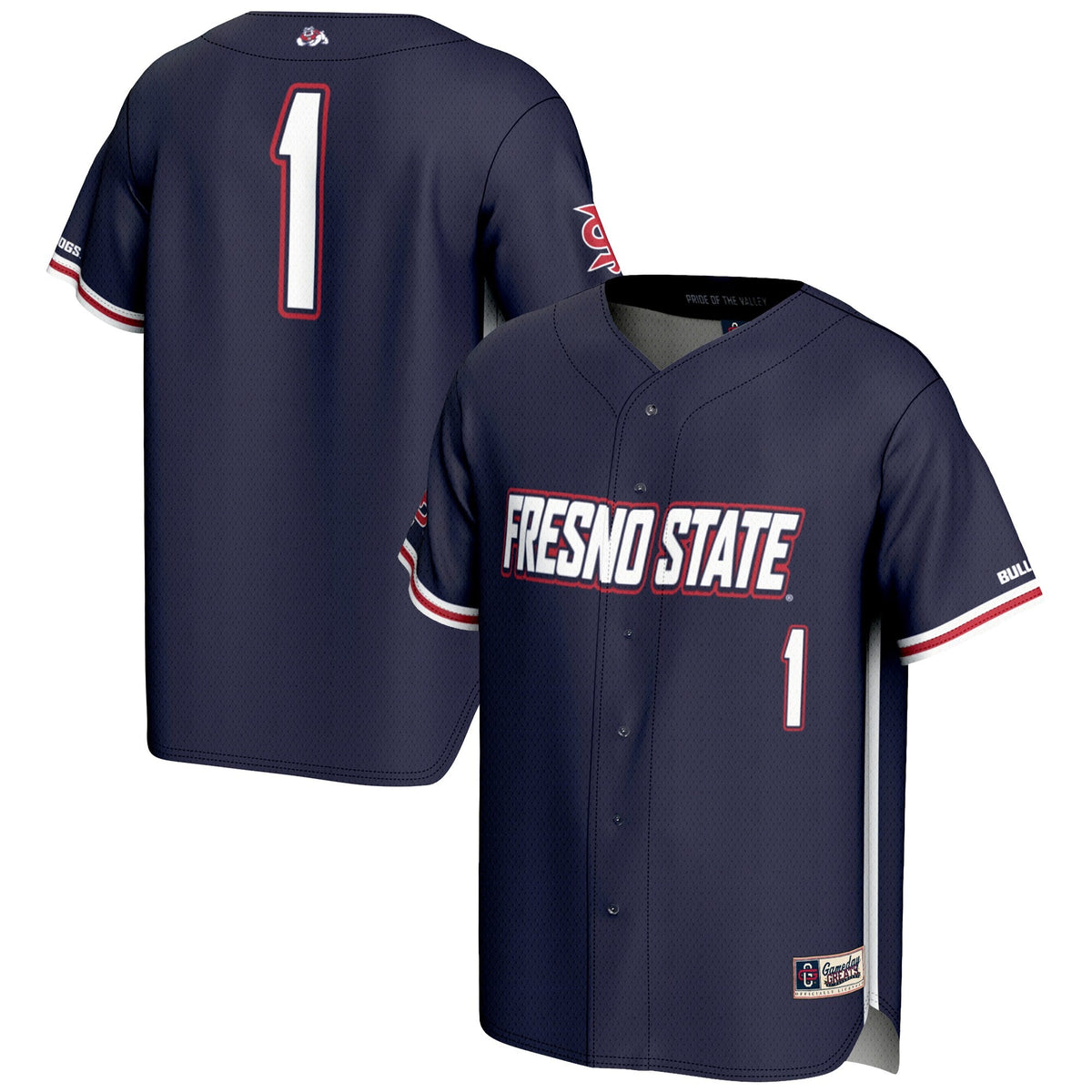#1 Fresno State Bulldogs Lightweight Baseball Jersey - Navy