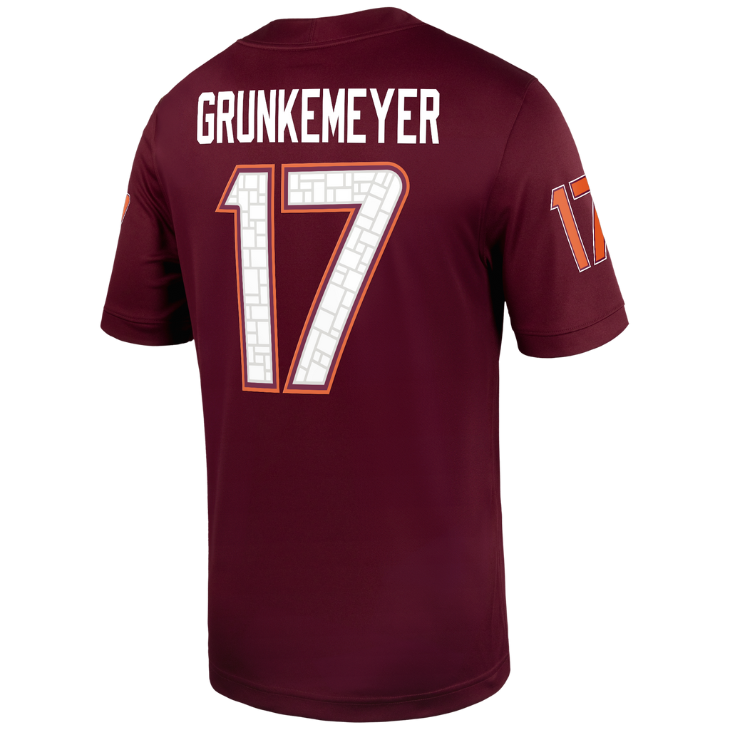 Ethan Grunkemeyer Virginia Tech Hokies Home Game Jersey - Maroon