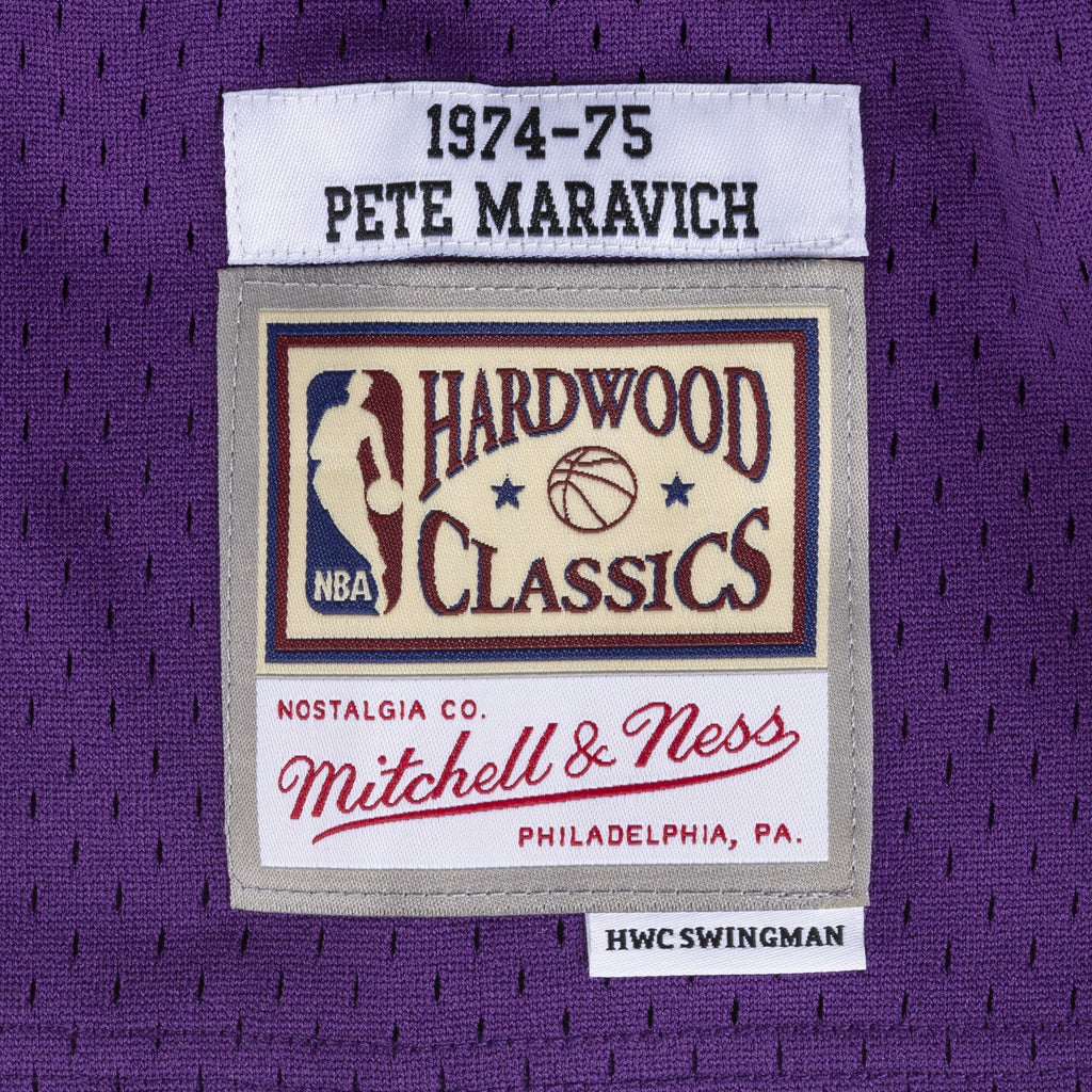 New Orleans Jazz Pete Maravich 1974 Swingman Road Authentic Jersey - Purple