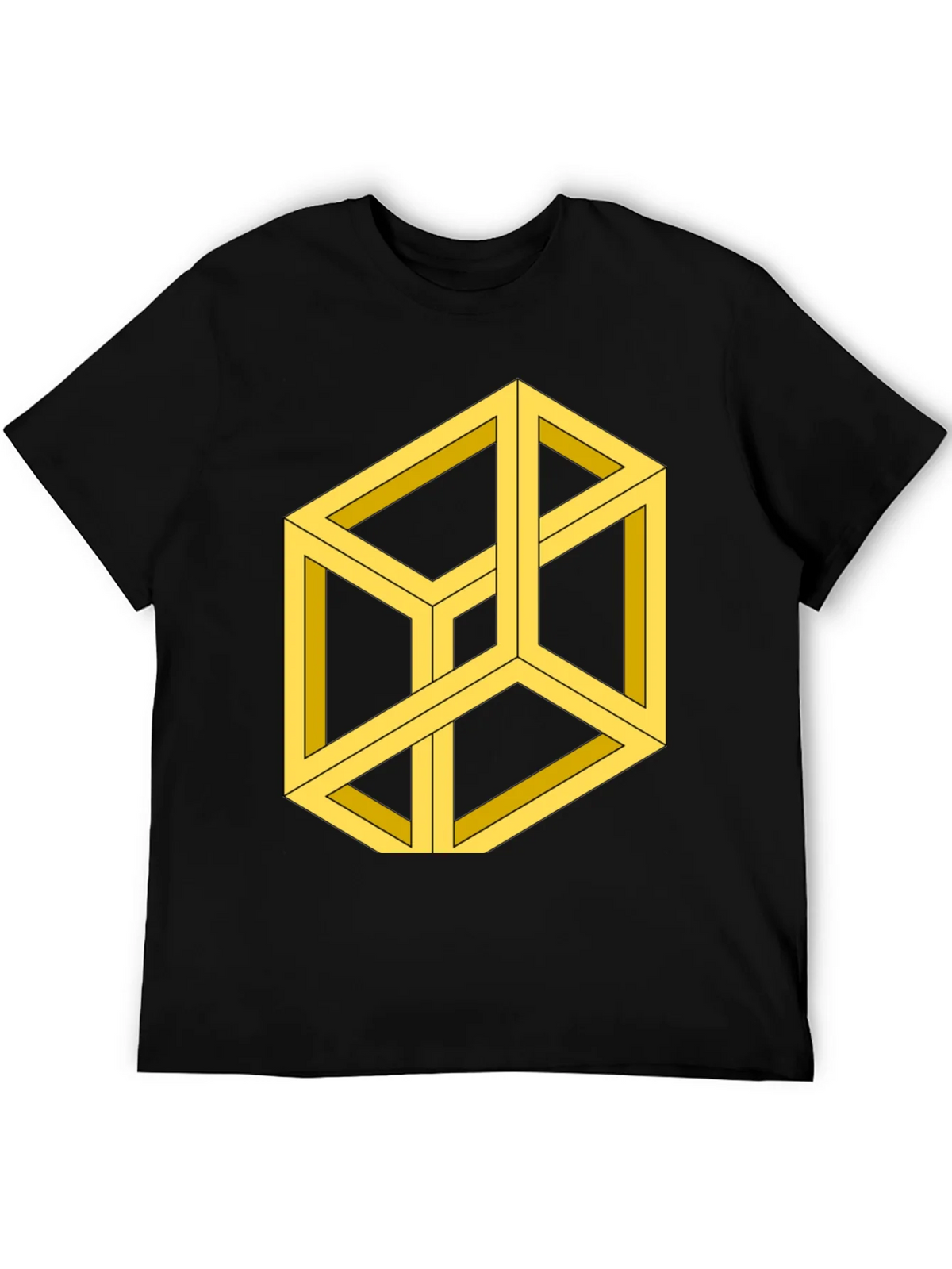 Optical Illusion Cube Graphic Tee - Black