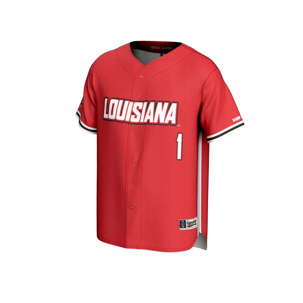 #1 Louisiana Ragin' Cajuns Lightweight Baseball Fashion Jersey - Cardinal