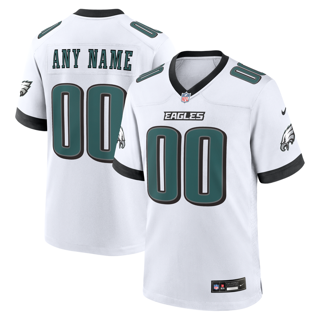Philadelphia Eagles White White Custom Game Jersey