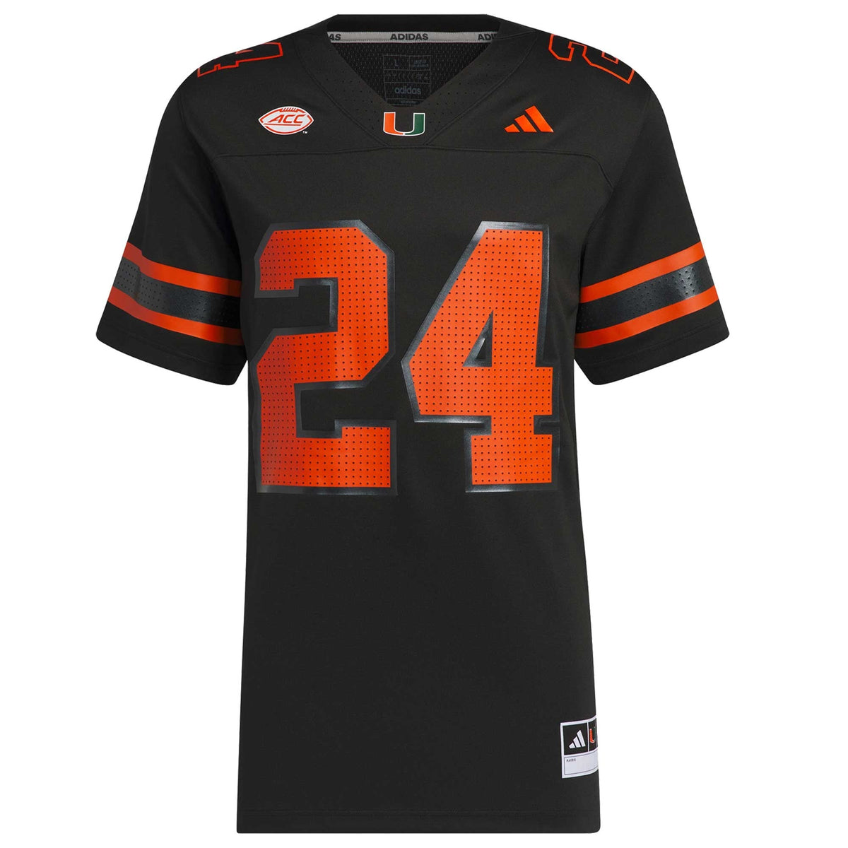 #24 Black Miami Hurricanes Premier Strategy Jersey