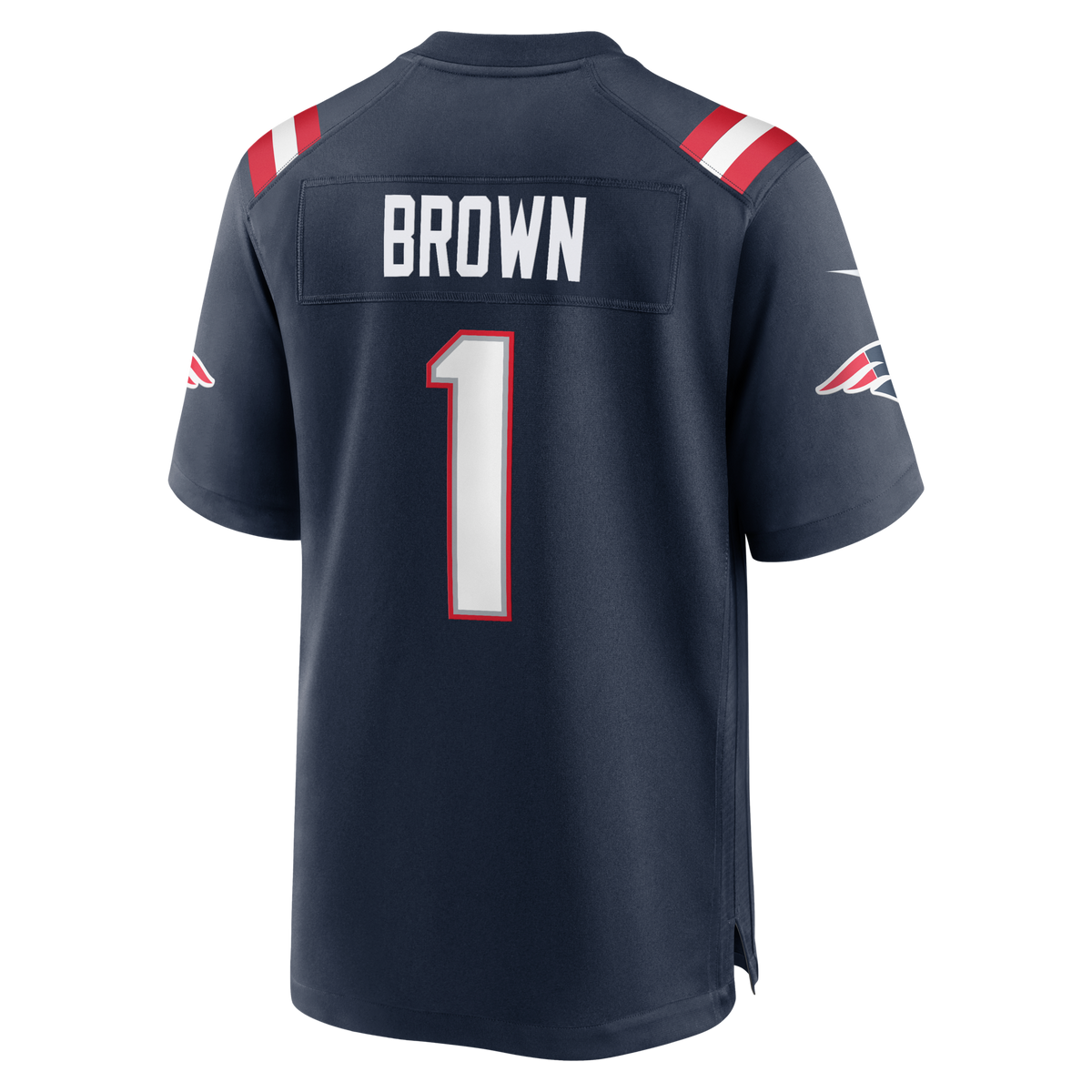 New England Patriots A.J. Brown Navy Team Game Jersey