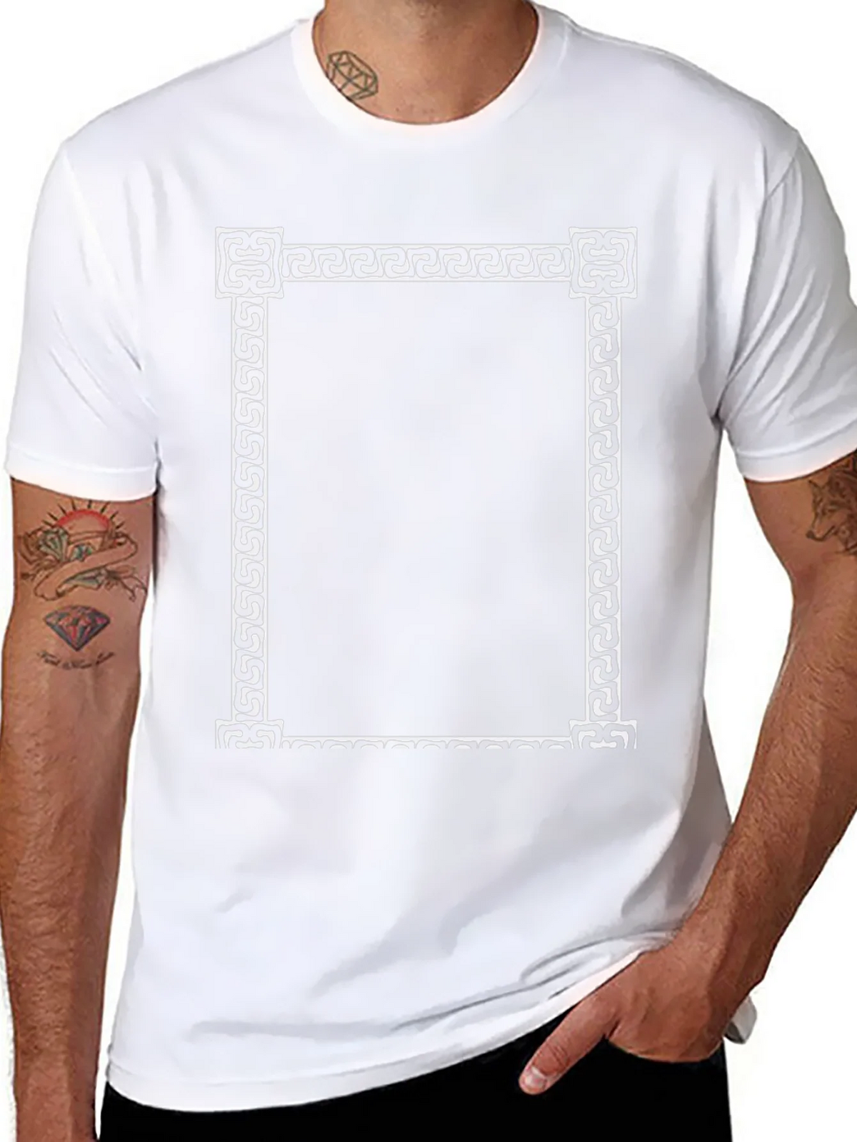 Greek Key Border Black T-Shirt