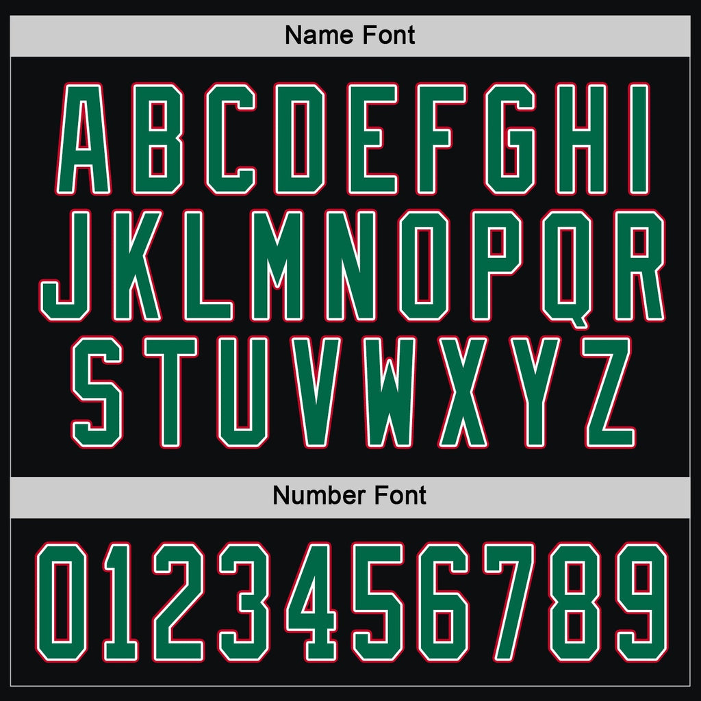 Custom Hockey Jersey - Black Kelly Green White-Red