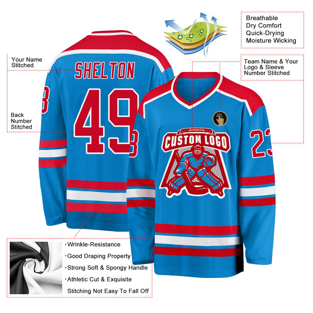 Custom Hockey Jersey - Blue Red-White