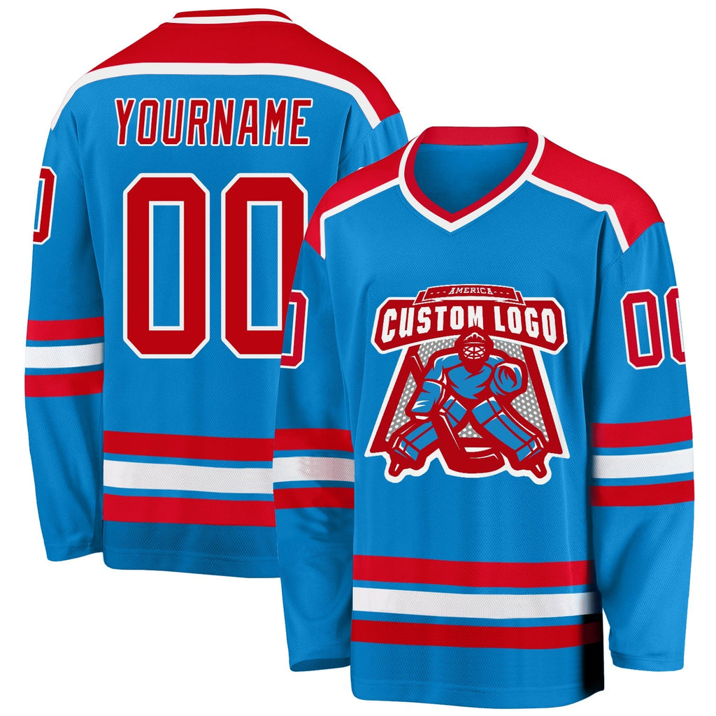 Custom Hockey Jersey - Blue Red-White