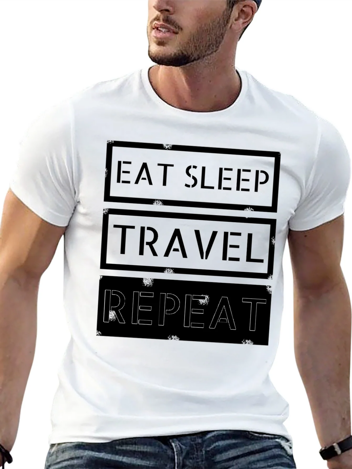 Eat Sleep Travel Repeat Graphic Tee
