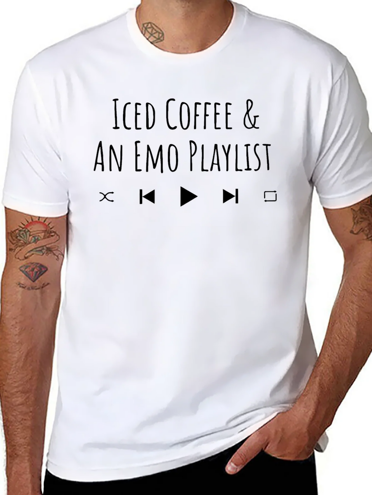 Iced Coffee & Emo Playlist Black T-Shirt