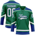 Custom Hockey Jersey - Kelly Green White-Royal Lace Neck