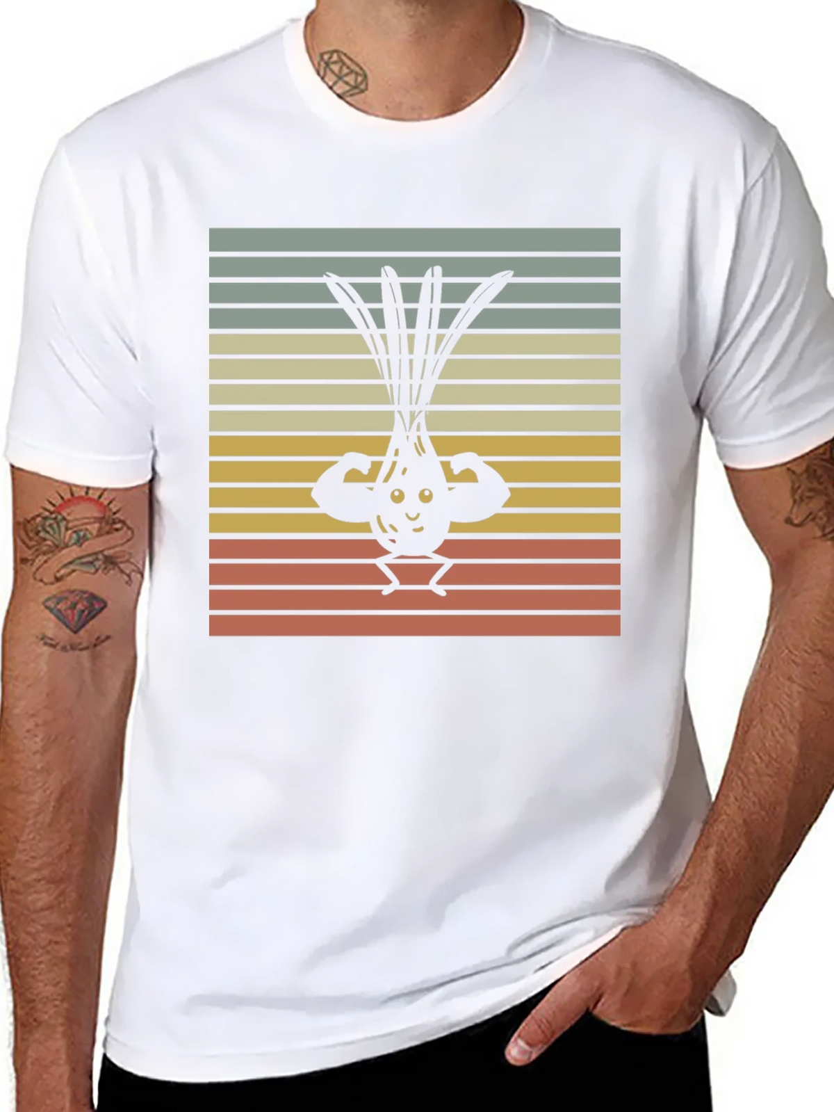 Funny Buff Onion T-Shirt - Retro Vegetable Gym Tee