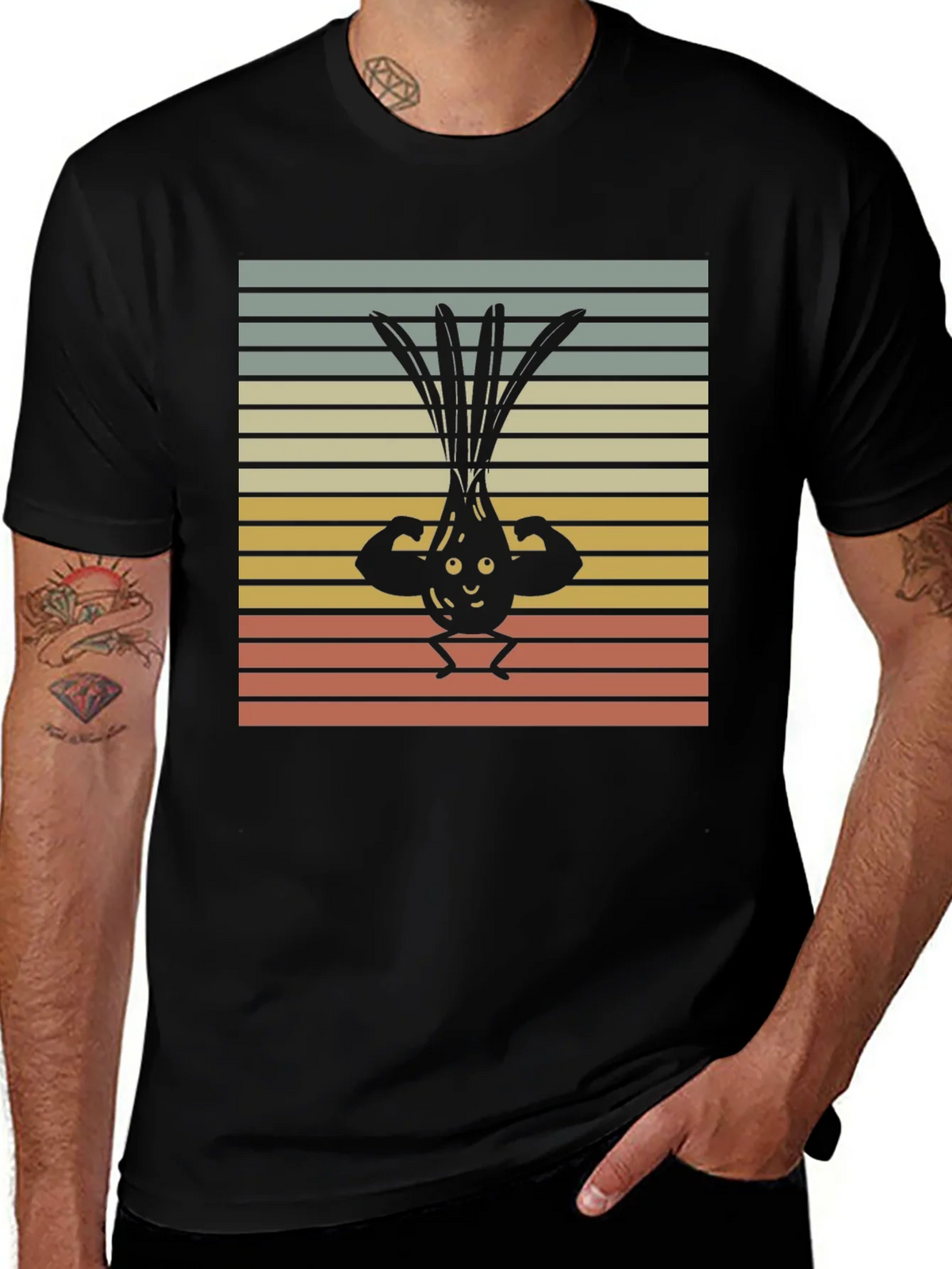 Funny Buff Onion T-Shirt - Retro Vegetable Gym Tee