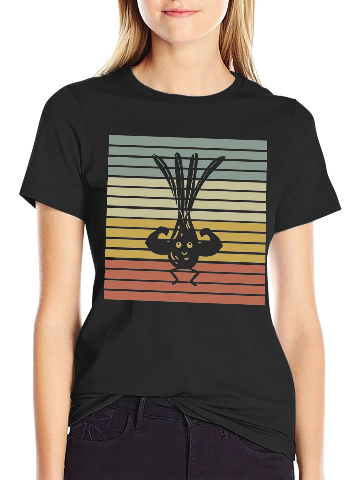 Funny Buff Onion T-Shirt - Retro Vegetable Gym Tee
