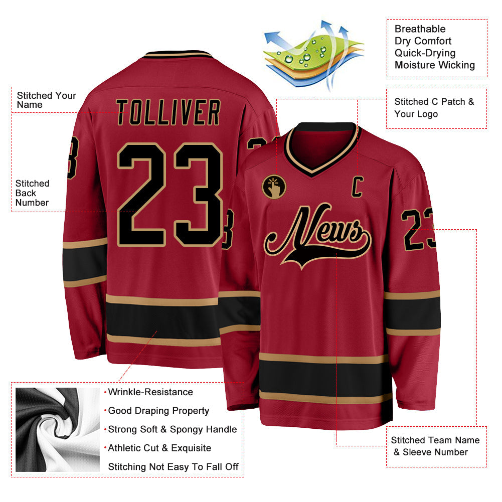 Custom Hockey Jersey - Maroon Black-Old Gold
