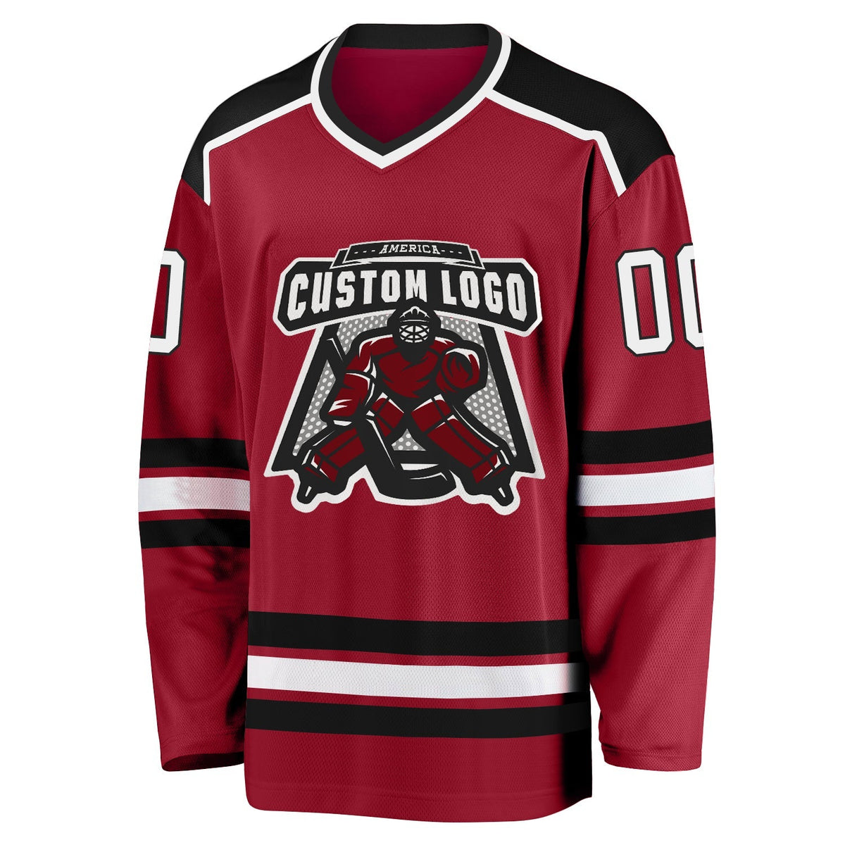 Custom Hockey Jersey - Maroon White-Black