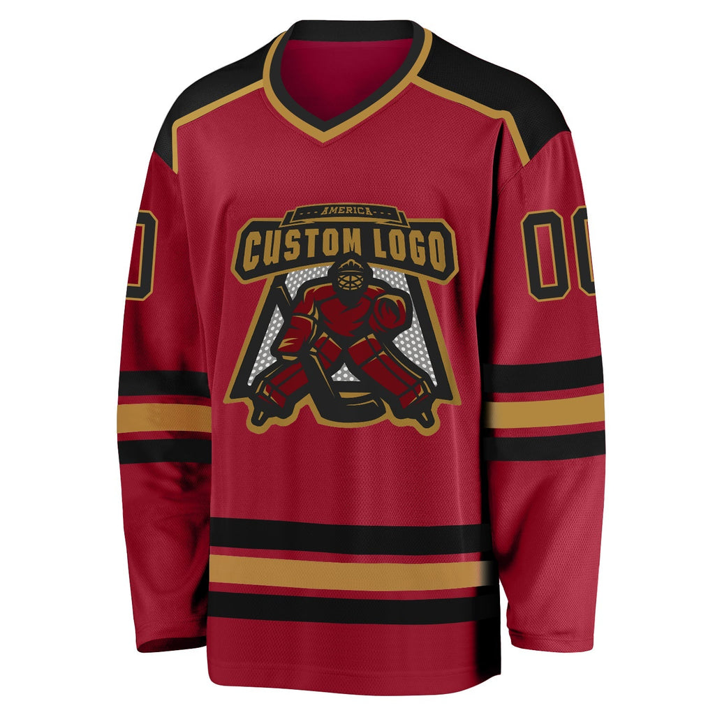 Custom Hockey Jersey - Maroon Black-Old Gold